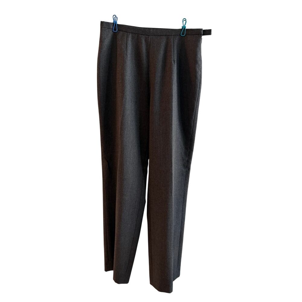 Kasper Women's Charcoal Gray Flat Front Side-Zip Dress Pants 100% wool, lined